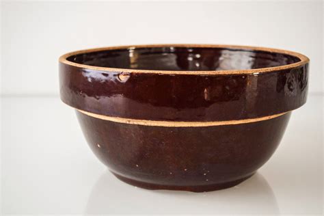 Antique Mixing Bowl Brown Stoneware Bowl Ceramic Mixing