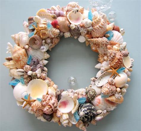 Beach Decor Seashell Wreath Nautical Decor Shell Wreath W