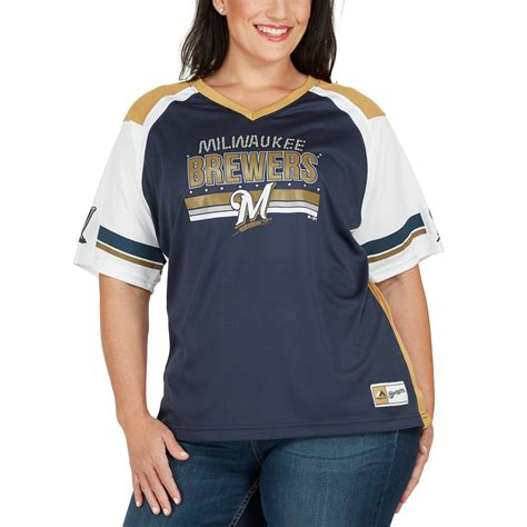 Check spelling or type a new query. Majestic Milwaukee Brewers Women's Navy/Gold Plus Size Her Glow Jersey T-Shirt