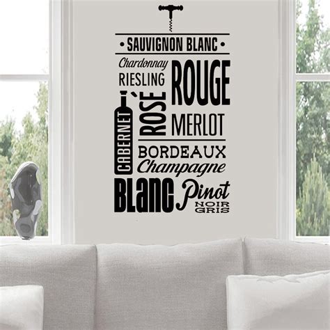 French Winery Pattern Wall Sticker Restaurant Bar Decor Kinds Of Wines