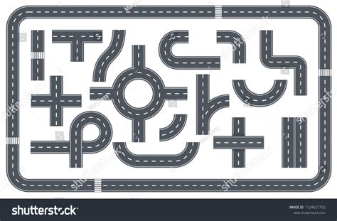 Vector Set Of Road With Crossroads Footpath And Royalty Free Stock