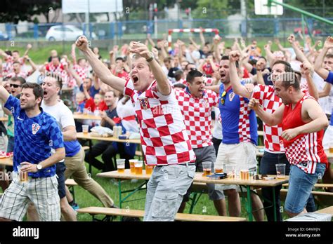Croatian Football Fans Watching Euro 2016 Match Czech Republic Vs