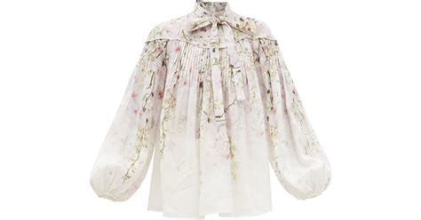 Zimmermann Dancer Pussy Bow Pintucked Swing Blouse In White Lyst