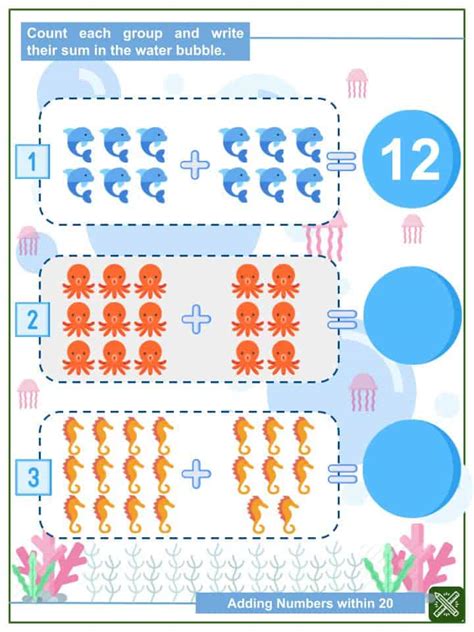 Numbers To 20 First Grade Math Worksheets Biglearners