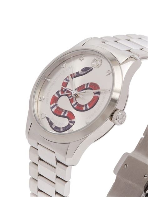 Gucci G Timeless Snake Dial 38mm Stainless Steel Watch Silver One
