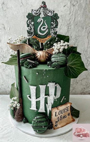 30 Cute Harry Potter Cake Designs Green Slytherin Harry Potter