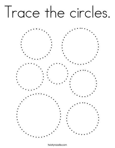 Trace The Circles Coloring Page Twisty Noodle Shape Worksheets For