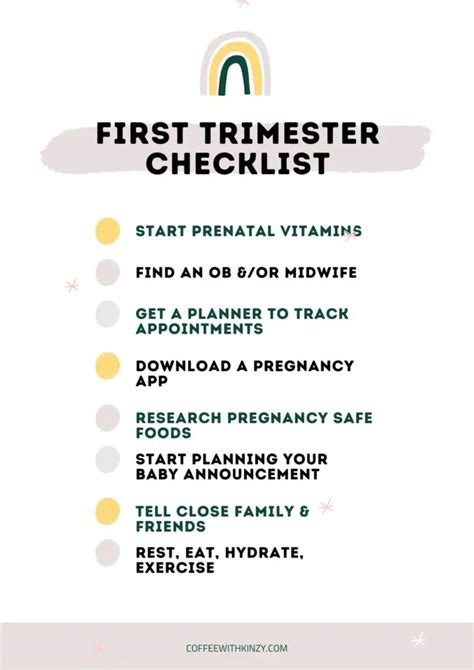 A Printable First Trimester Checklist 8 To Dos For Newly Expecting