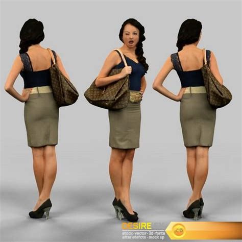 Desire Fx 3d Models Girl In A Skirt With A Bag 3d Model