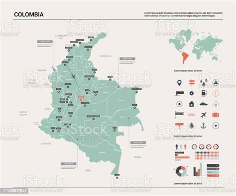 Carte Vectorielle De La Colombie Haute Carte Détaillée De Pays Avec La