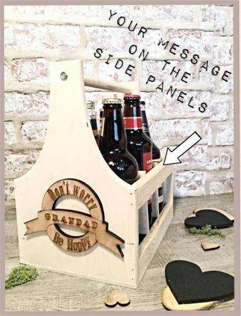 Personalised Beer Carrier Fathers Day T Wooden Beer Carrier 5th