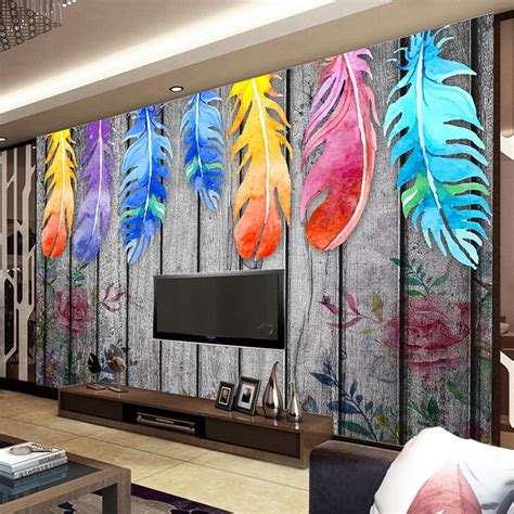 Custom Any Size 3d Wall Murals Wallpaper Modern Hand Painted Wood Board