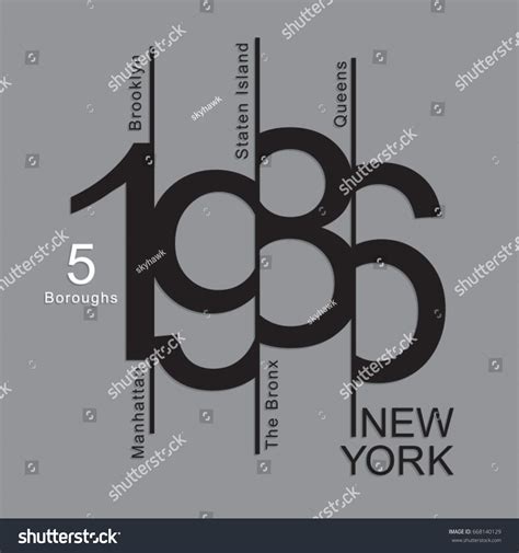 New York 5 Boroughs Typography Tee Stock Vector Royalty Free