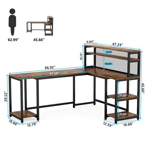 Tribesigns 67 Inch Large L Shaped Computer Desk With Hutch And