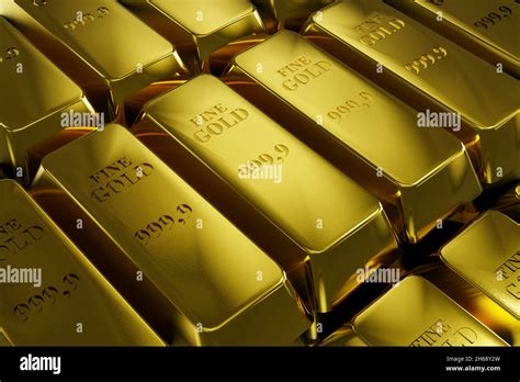 Realistic Gold Ingots 3d Rendering Stock Photo Alamy