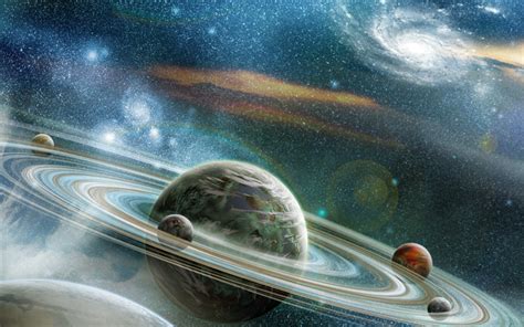 Herunterladen Hintergrundbild Sci Fi Saturn 4k Sonnensystem Sterne