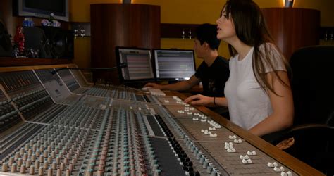 Audio recording music desk console in professional music recording ...