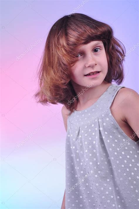 Pretty 8 Year Old Girl In Silver Dress Stock Photo By ©cherry Merry