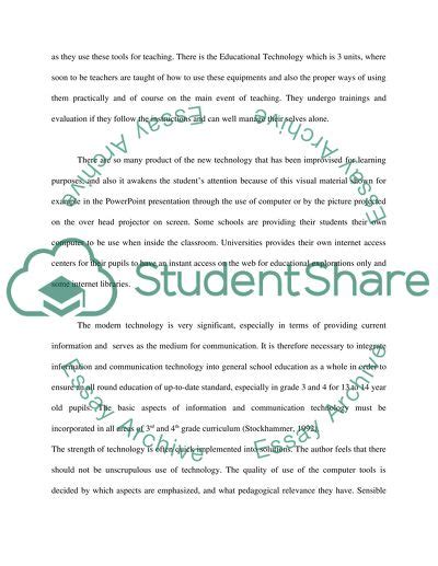 Reflection On Technology In Education Essay Example Topics And Well Written Essays 2250 Words