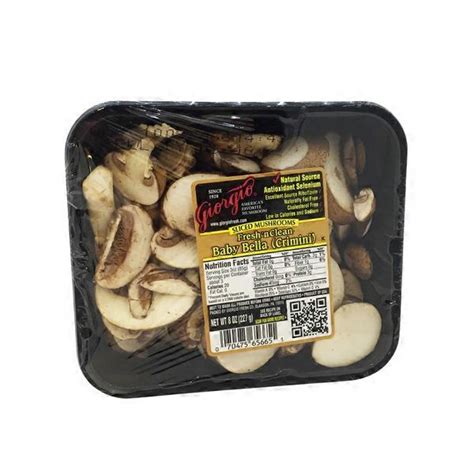 Giorgio Sliced Mushrooms Fresh N Clean Baby Bella Crimini 8 Oz