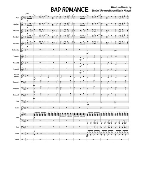 Bad Romance Sheet Music For Flute Piano Alto Saxophone Tenor Saxophone Download Free In Pdf