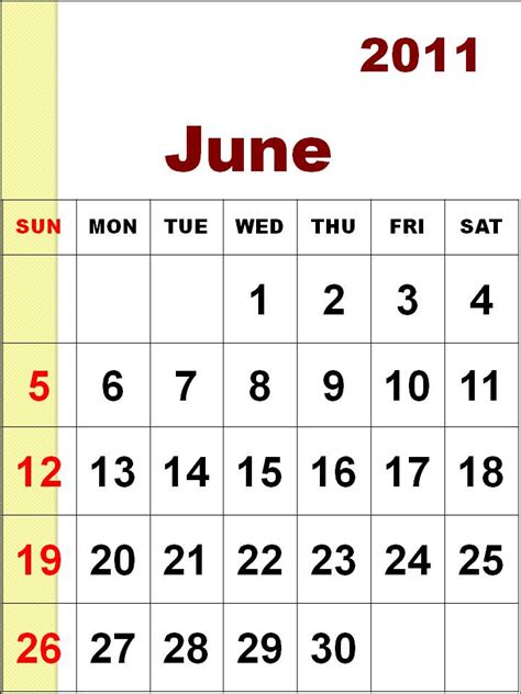 Wallalaf June Calendar For 2011
