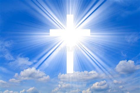 Glowing Cross Christian Cross Against The Sky Stock Photo Image Of