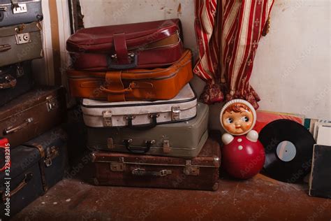 Aged Things In A Traditional Soviet Apartment Retro Interior In Abandoned House Outdated