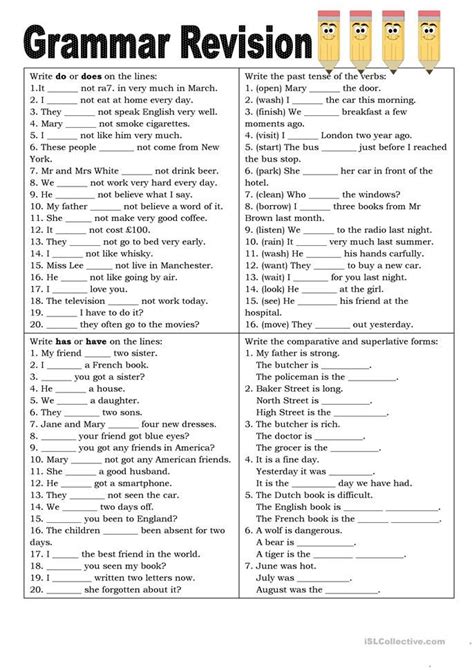 Grammar Worksheet Grade 6