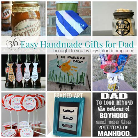 Sure, finally finding the best gifts for your girlfriend, sister, or brother is a great feeling but if you're not going for a funny gift that'll give him a good laugh, opt for a really thoughtful gift, especially if the dad in your life is celebrating father's day for the first time. 36 Easy Handmade Gift Ideas for Dad | CrystalandComp.com