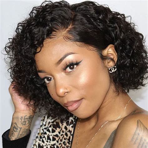 Pixie Cut Wig Short Bouncy Water Wave Lace Front Wig 180 Density