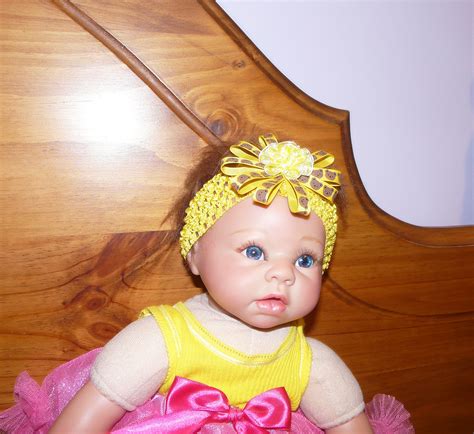 2015 Brown and goldy/yellow ribbon. | Baby girl headbands, Girls headbands, Headbands