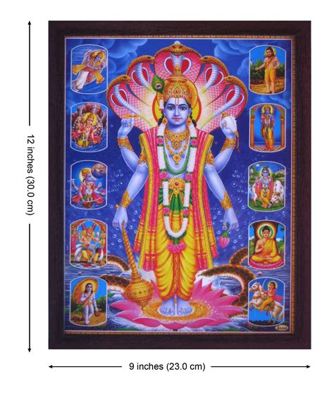 Handicraft Store Lord Vishnu Standing On Lotus Flower Hood Of Sheshnag