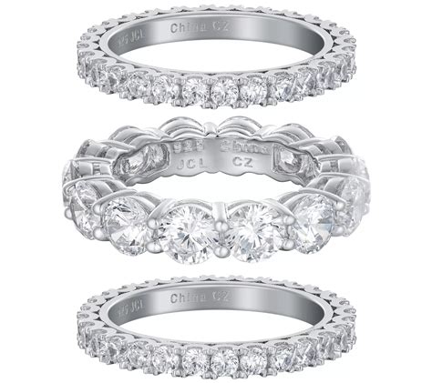 Diamonique 9.25 cttw Eternity Wedding Band Set,Sterling - QVC.com
