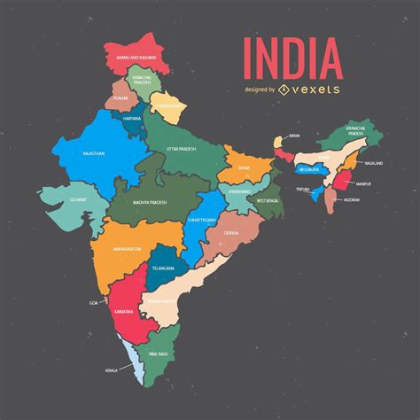 Indien Karte Mit Staaten Vektor Download