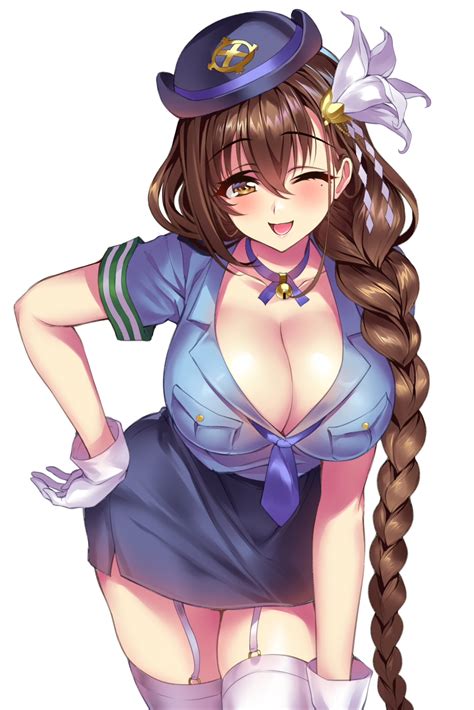 Senri Gan Kanpani Girls Shirayuri Sakura Cleavage Open Shirt Police Uniform Stockings Thighhighs