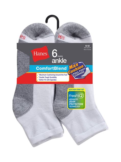 Hanes Comfort Blend Ankle Socks Pack Walmart Com