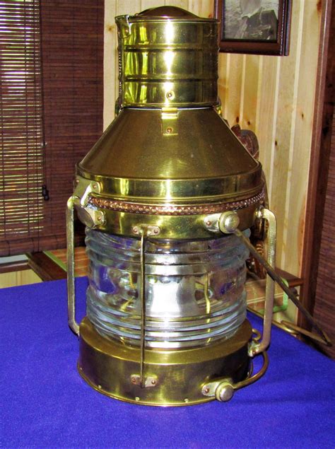 Large Antique Brass Anchor Ship Lantern Etsy