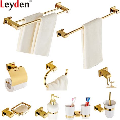 leyden gold brass bathroom accessories set wall mounted towel bar holder toilet paper holder