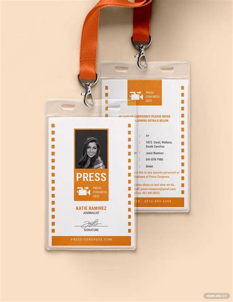 Official Press Id Card Template Illustrator Word Apple Pages Psd Publisher