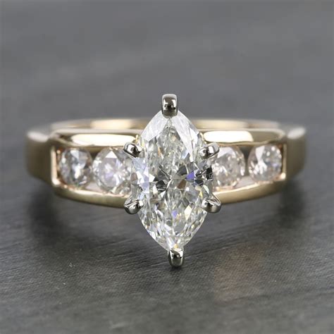 Antique 1 Carat Custom Marquise Diamond Engagement Ring