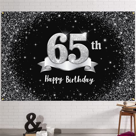 Hamigar 6x4ft Happy 65th Birthday Banner Backdrop 65