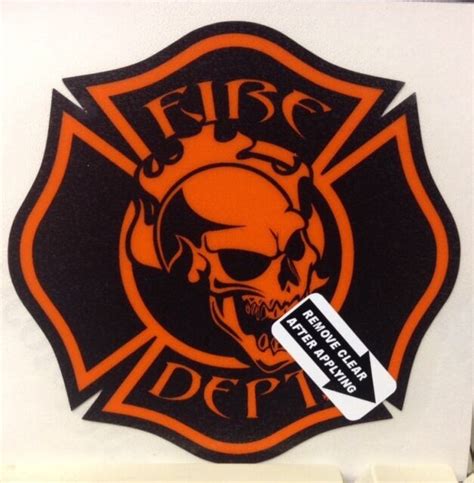 Firefighter Helmet Decals Orange Reflective Skull 35 Fd45 Ebay