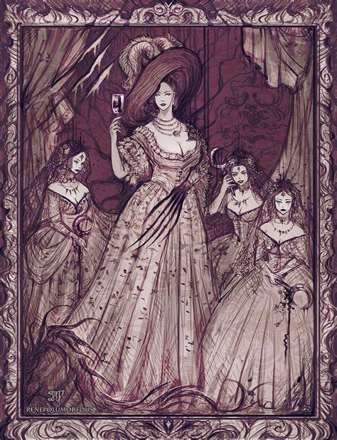 Lady Dimitrescu With Daughters By Renemlem Lady Dimitrescu In 2021 Resident Evil Girl