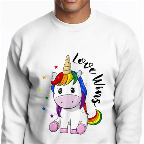 Top Love Wins LGBT Gay Lesbian Pride Month Rainbow Unicorn Shirt