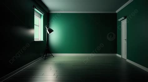 Empty Room With Green Walls And A Light On The Floor Background 3d