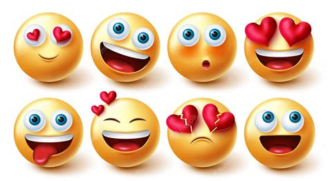 Premium Vector Emojis In Love Vector Set 3d Love Emoji Characters