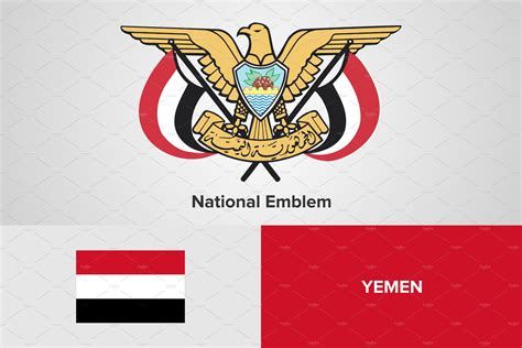 Yemen National Emblem And Flag Object Illustrations ~ Creative Market