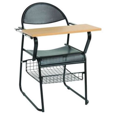 Metal frame and pp seat and back folding training chairs with writing pad. Black Metal Perfo Writing pad chair with Book shelf, Rs ...