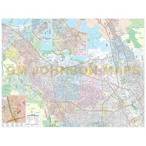 Silicon Valley California Street Map Gm Johnson Maps